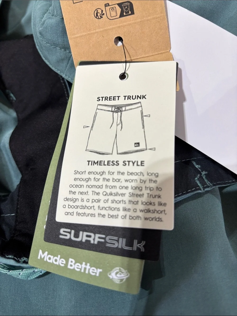 Quicksilver Street Trunk Board Shorts/Surfsilk,water repellent,pockets,swim